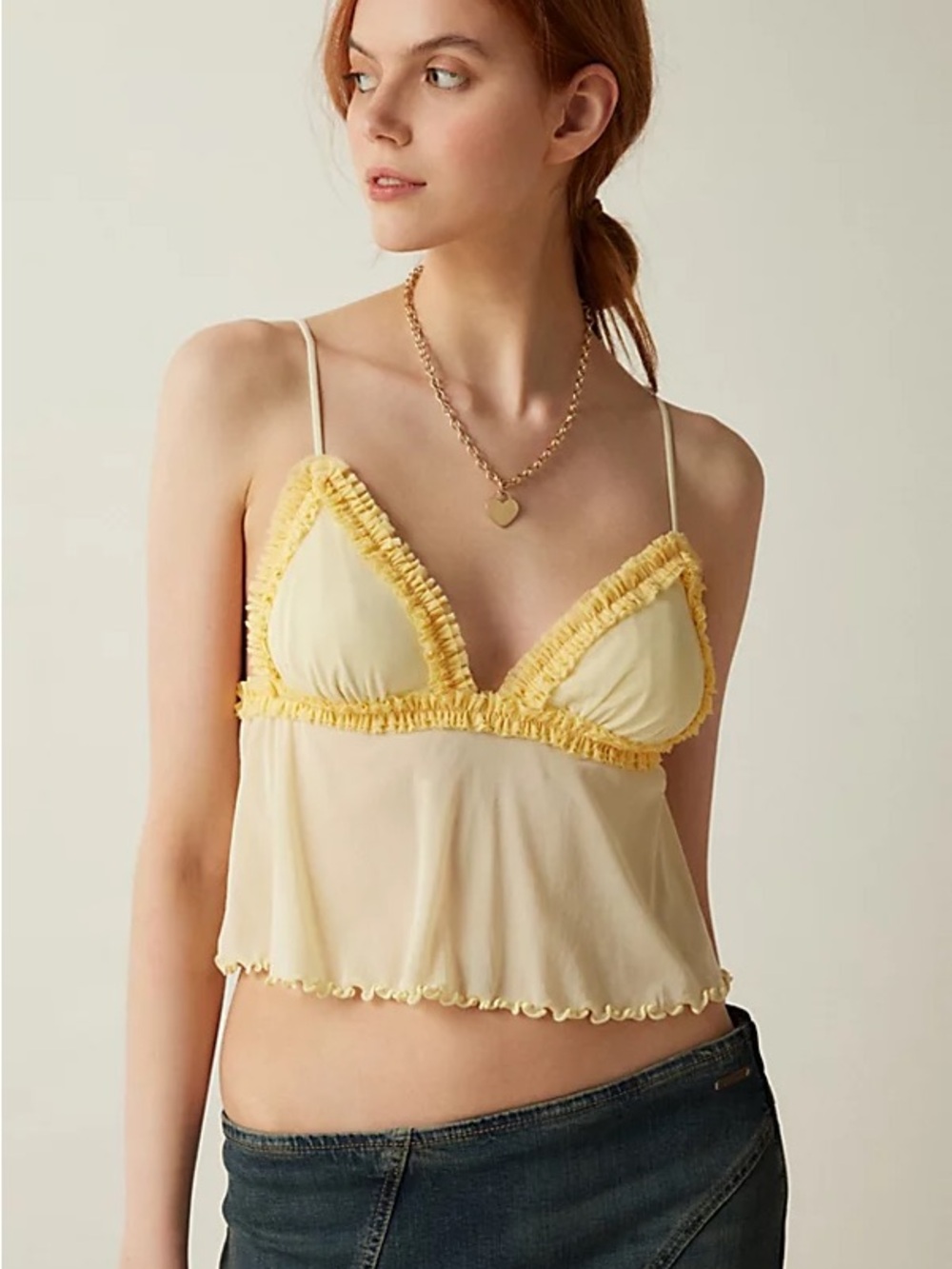 Urban Outfitters Yellow Ruffle-Trim Camisole